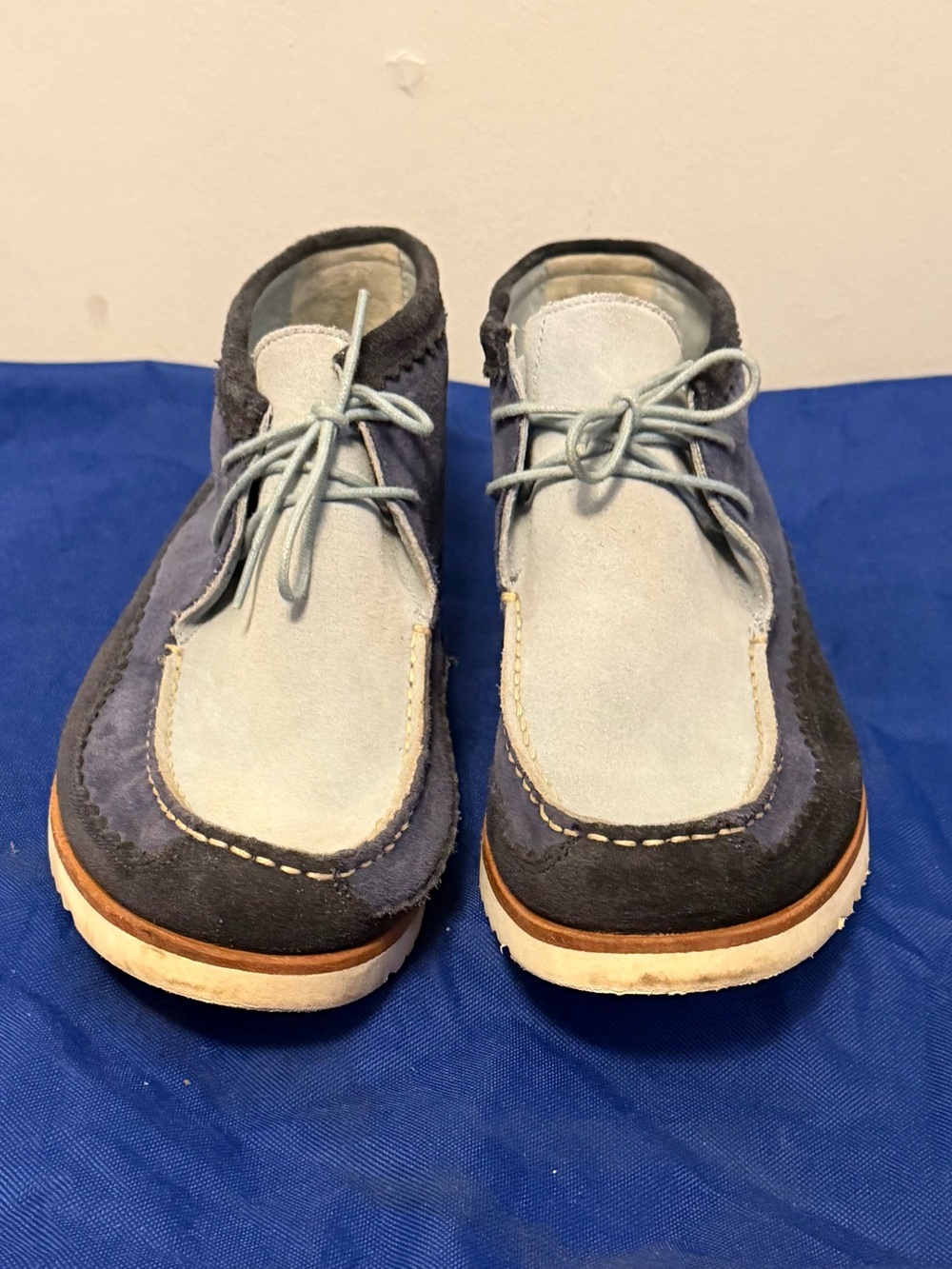 Men's Three-Tone blue 100% Suede Moc Toe Casual Shoes